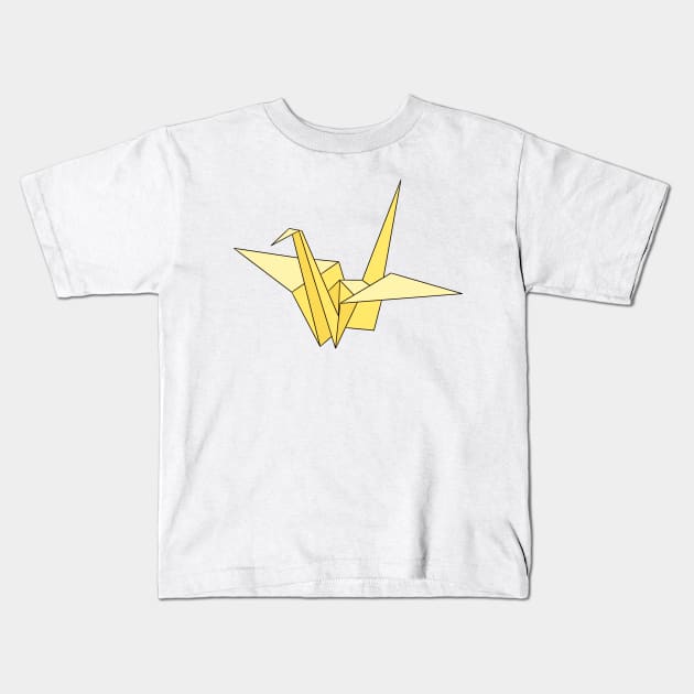 Yellow origami crane Kids T-Shirt by CalliesArt